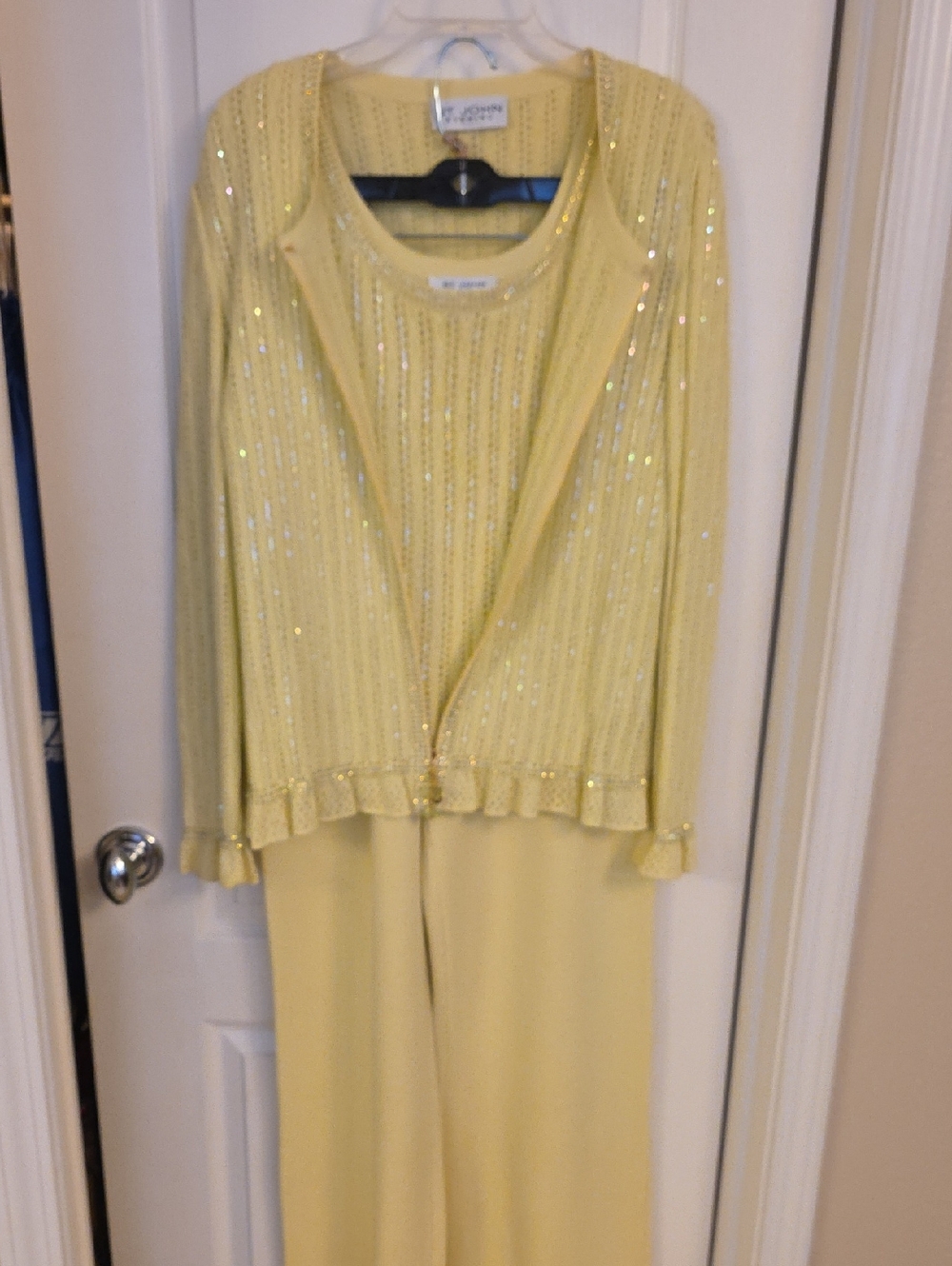 St John Evening Light Yellow 3-Piece Knit Pant Set